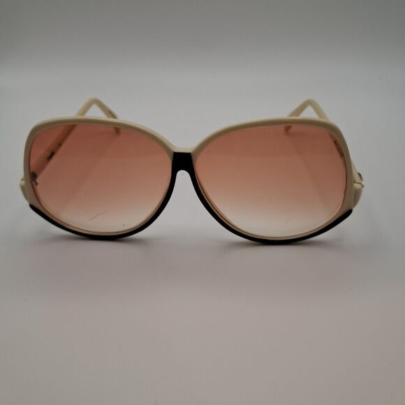 Vtg VIGNERI Sunglasses B color White/ Black Hong Kong Oversize Retro Rose Lens main image 7